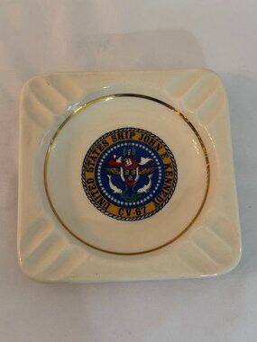 Vintage USS John F.Kennedy Aircraft Carrier CV-67 Ceramic Ashtray #4099